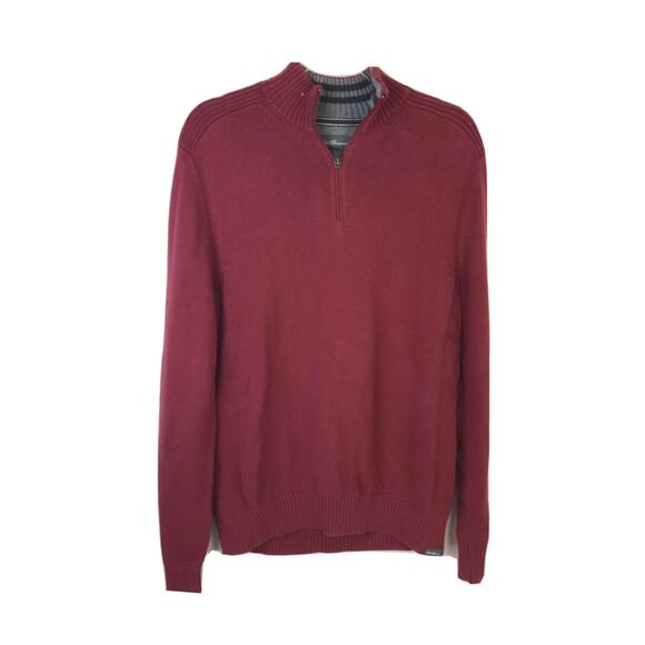 Eddie Bauer Quarter Zip Pullover Sweater Men's Medium Burgundy 100% Cotton - Picture 1 of 8